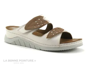 Achat chaussures Pedro Torres Femme Mule, vente Pedro Torres 3093 Egret - Beige - Marron - Mule CUIR Femme 2 brides velcro