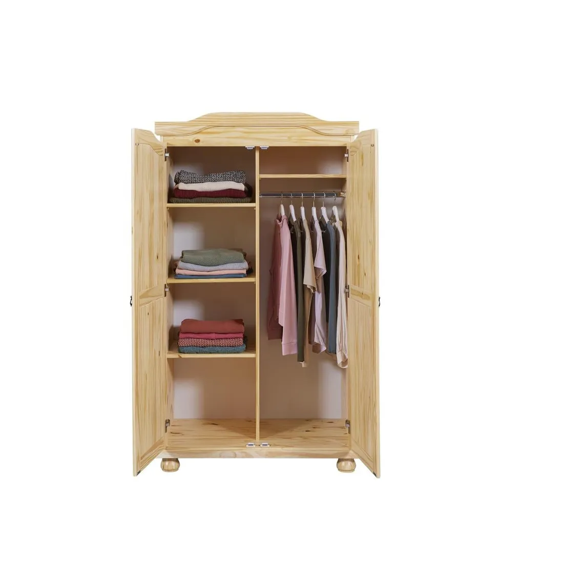 Armoire 4 étagères 1 penderie en Pin Massif LEBOSA | 3 Suisses