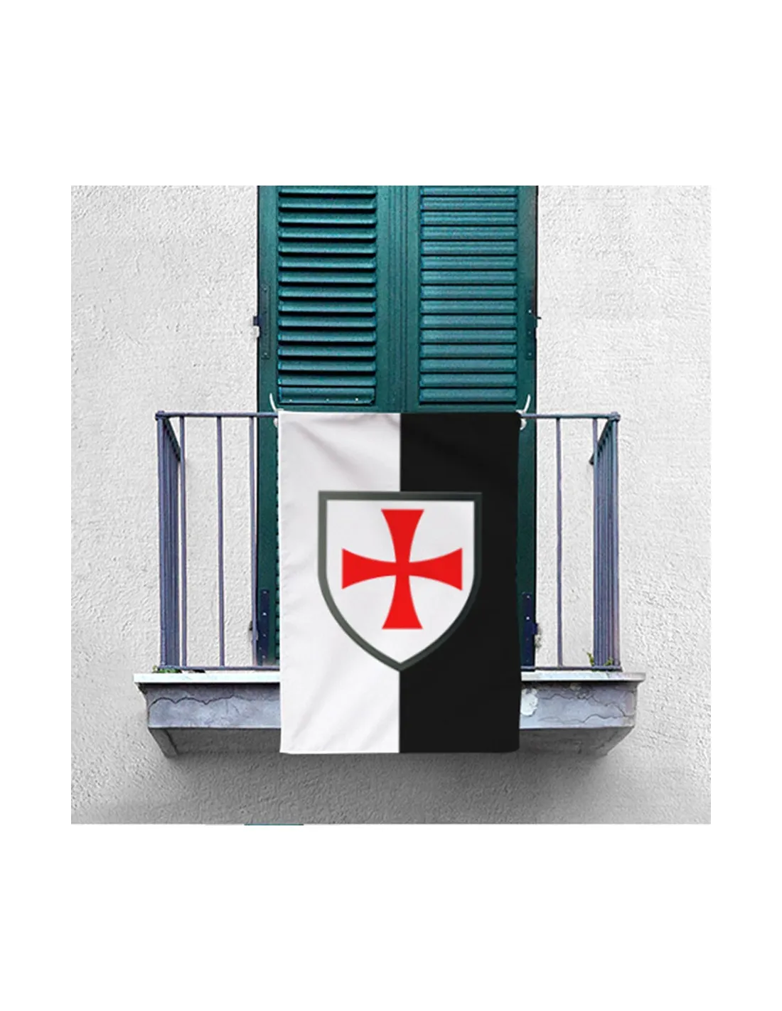 Bannière Bicolore avec Croix Paté Templiers (70x100 cms.) ⚔️ Boutique Épées