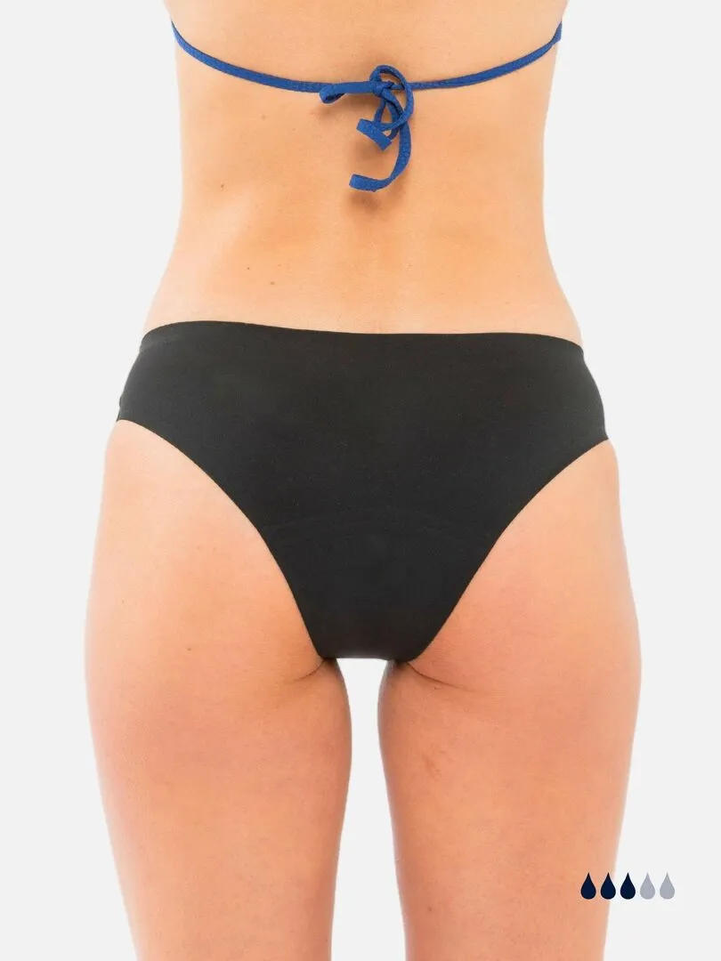 Bas de Maillot de bain Menstruel sans couture - Flux moyen - Nina - Noir