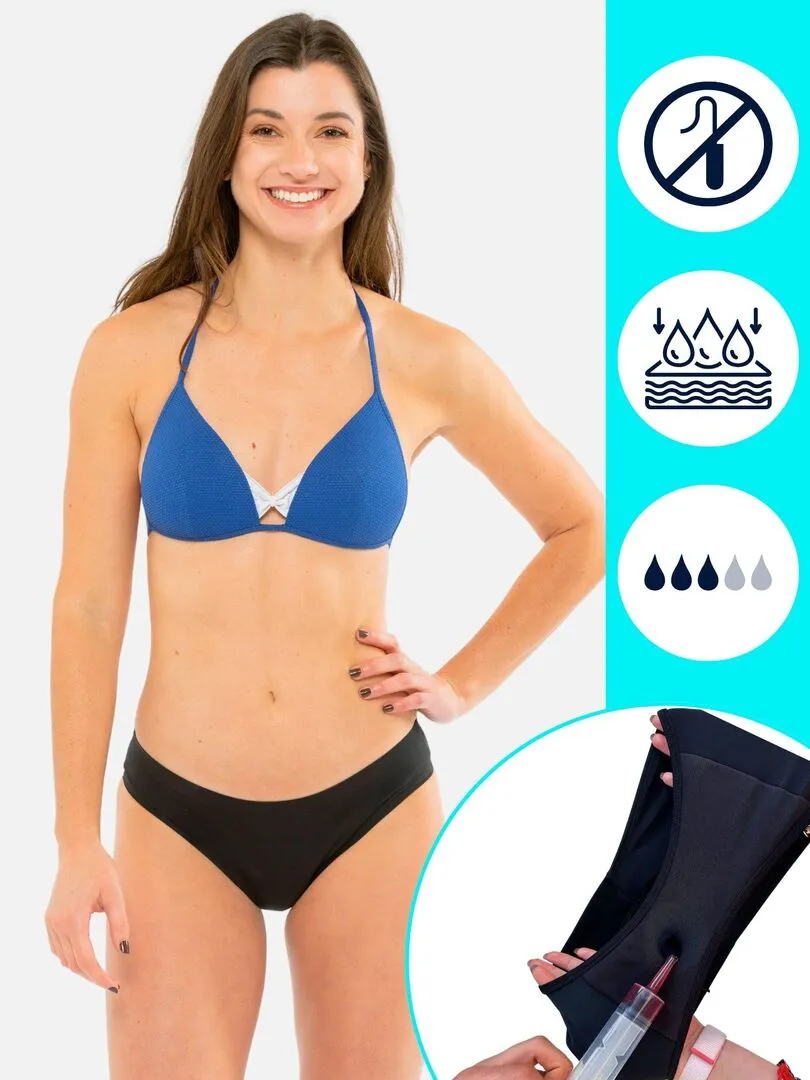 Bas de Maillot de bain Menstruel sans couture - Flux moyen - Nina - Noir