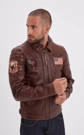 Blouson aviateur Duluth Dark cognac Daytona 73 - La Canadienne - Blousons Cuir Cognac