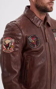 Blouson aviateur Duluth Dark cognac Daytona 73 - La Canadienne - Blousons Cuir Cognac