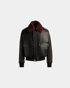 Blouson Aviateur En Cuir Noir