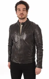 Blouson Bishop Cuir Avec Capuche Daytona 73 - La Canadienne - Blousons Cuir Black