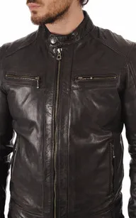 Blouson Bishop Cuir Avec Capuche Daytona 73 - La Canadienne - Blousons Cuir Black