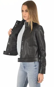 Blouson chic agneau noir La Canadienne - La Canadienne - Blousons Cuir Noir