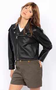 Blouson crop Lcwamber noir Schott - La Canadienne - Blousons Cuir Noir