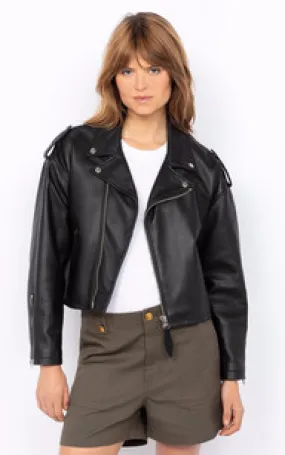 Blouson crop Lcwamber noir Schott - La Canadienne - Blousons Cuir Noir