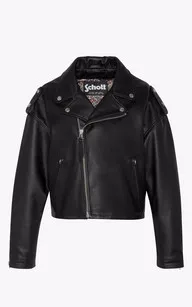 Blouson crop Lcwamber noir Schott - La Canadienne - Blousons Cuir Noir