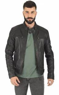 Blouson cuir Erico noir Serge Pariente - La Canadienne - Blousons Cuir Noir