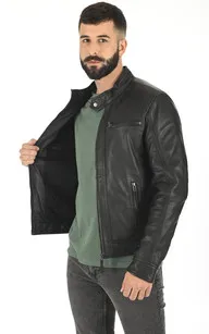 Blouson cuir Erico noir Serge Pariente - La Canadienne - Blousons Cuir Noir