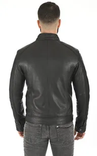 Blouson cuir Erico noir Serge Pariente - La Canadienne - Blousons Cuir Noir