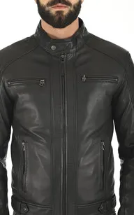 Blouson cuir Erico noir Serge Pariente - La Canadienne - Blousons Cuir Noir