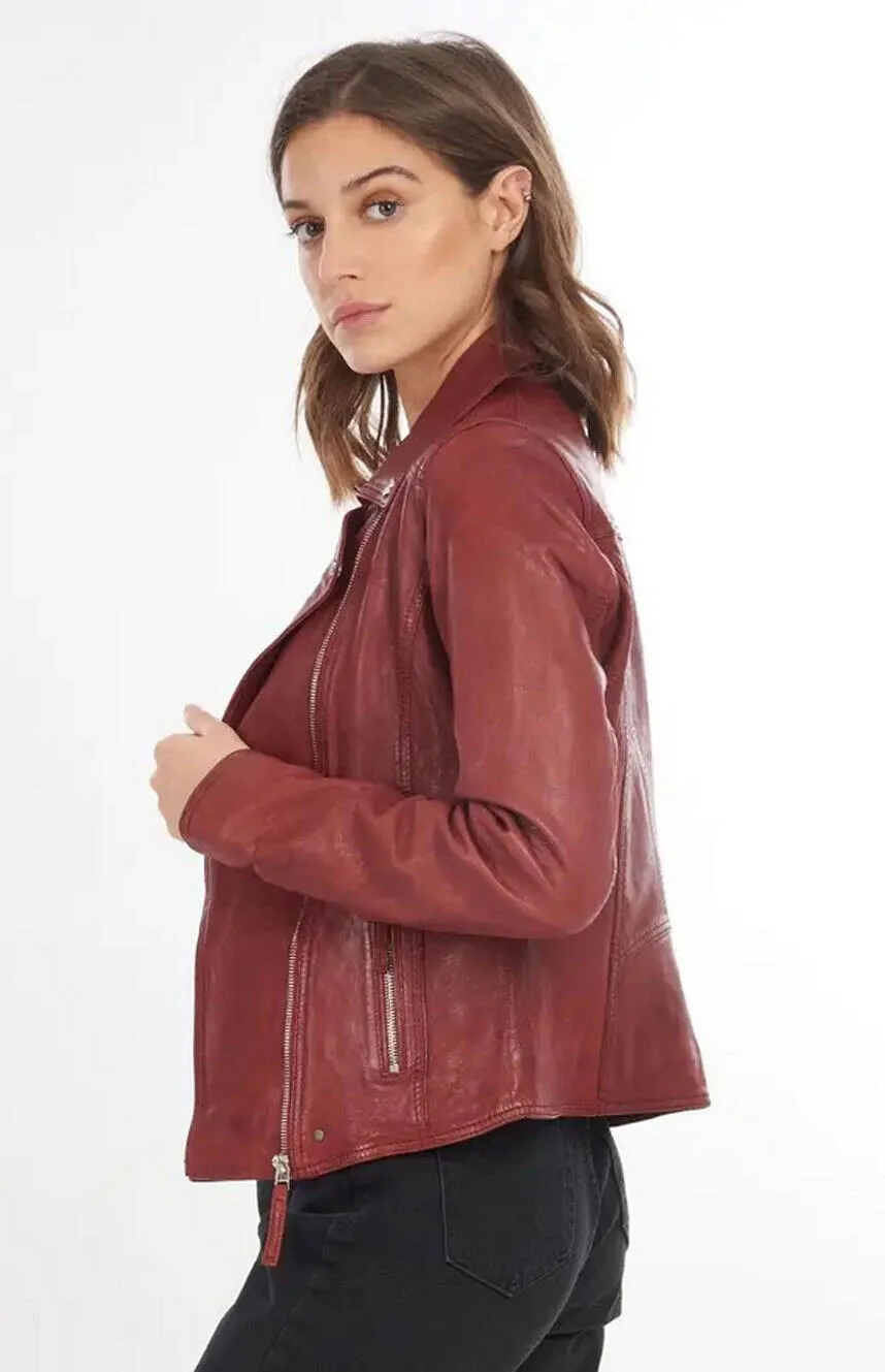 Blouson cuir femme feu Oakwood
