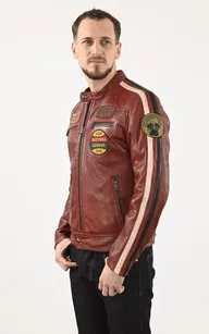 Blouson cuir Wartburg Syrah Daytona 73 - La Canadienne - Blousons Cuir Rouge