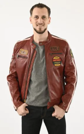 Blouson cuir Wartburg Syrah Daytona 73 - La Canadienne - Blousons Cuir Rouge