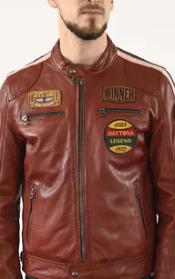 Blouson cuir Wartburg Syrah Daytona 73 - La Canadienne - Blousons Cuir Rouge