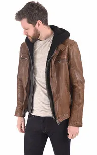 Blouson Drink cuir marron Oakwood - La Canadienne - Blousons Cuir Marron