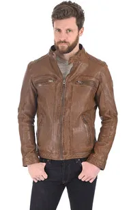 Blouson Drink cuir marron Oakwood - La Canadienne - Blousons Cuir Marron