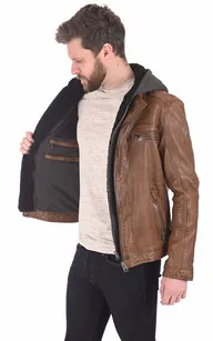 Blouson Drink cuir marron Oakwood - La Canadienne - Blousons Cuir Marron