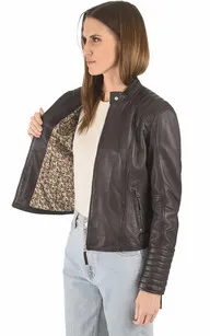 Blouson Motard Louise marron Serge Pariente - La Canadienne - Blousons Cuir Marron