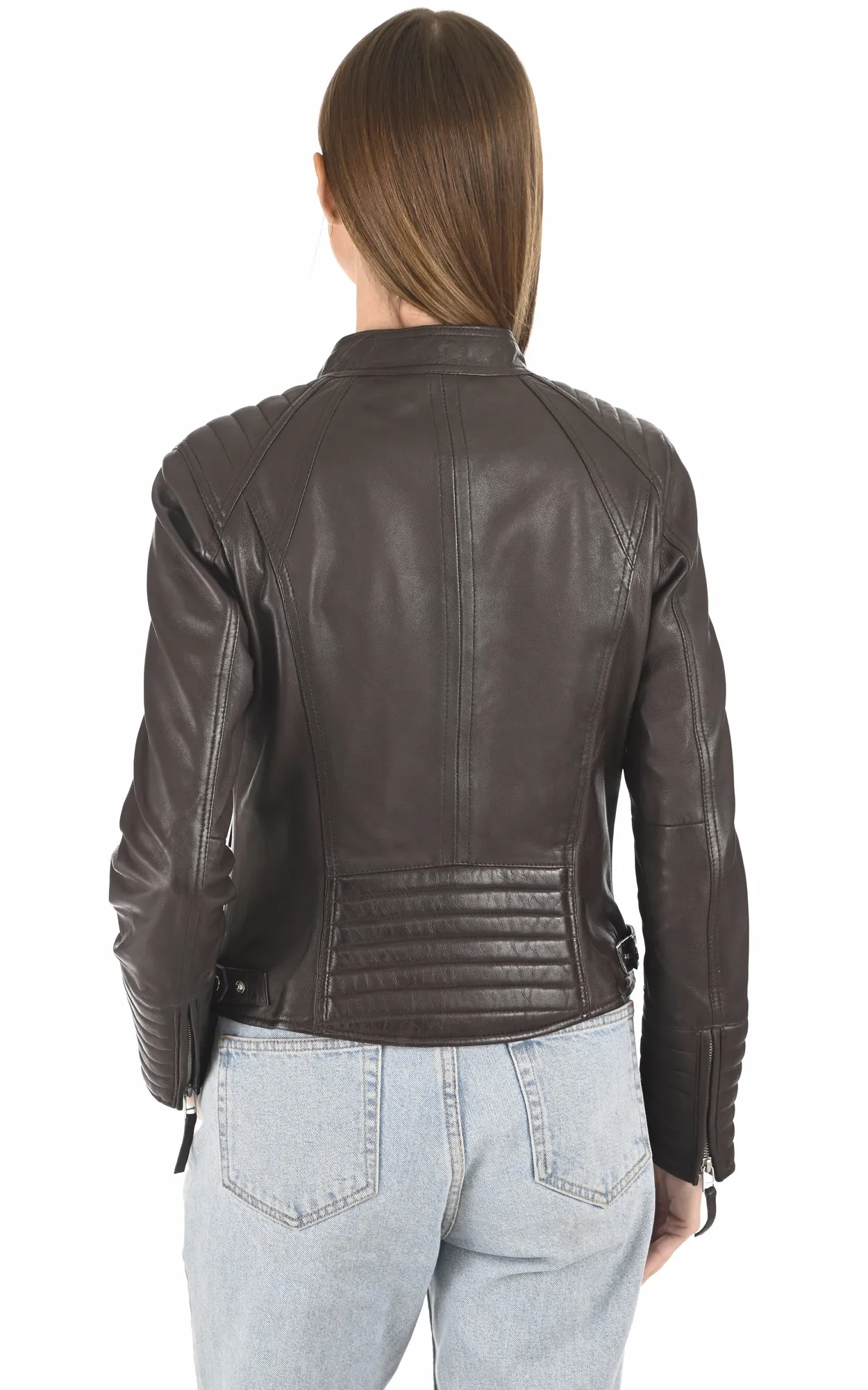 Blouson Motard Louise marron Serge Pariente - La Canadienne - Blousons Cuir Marron