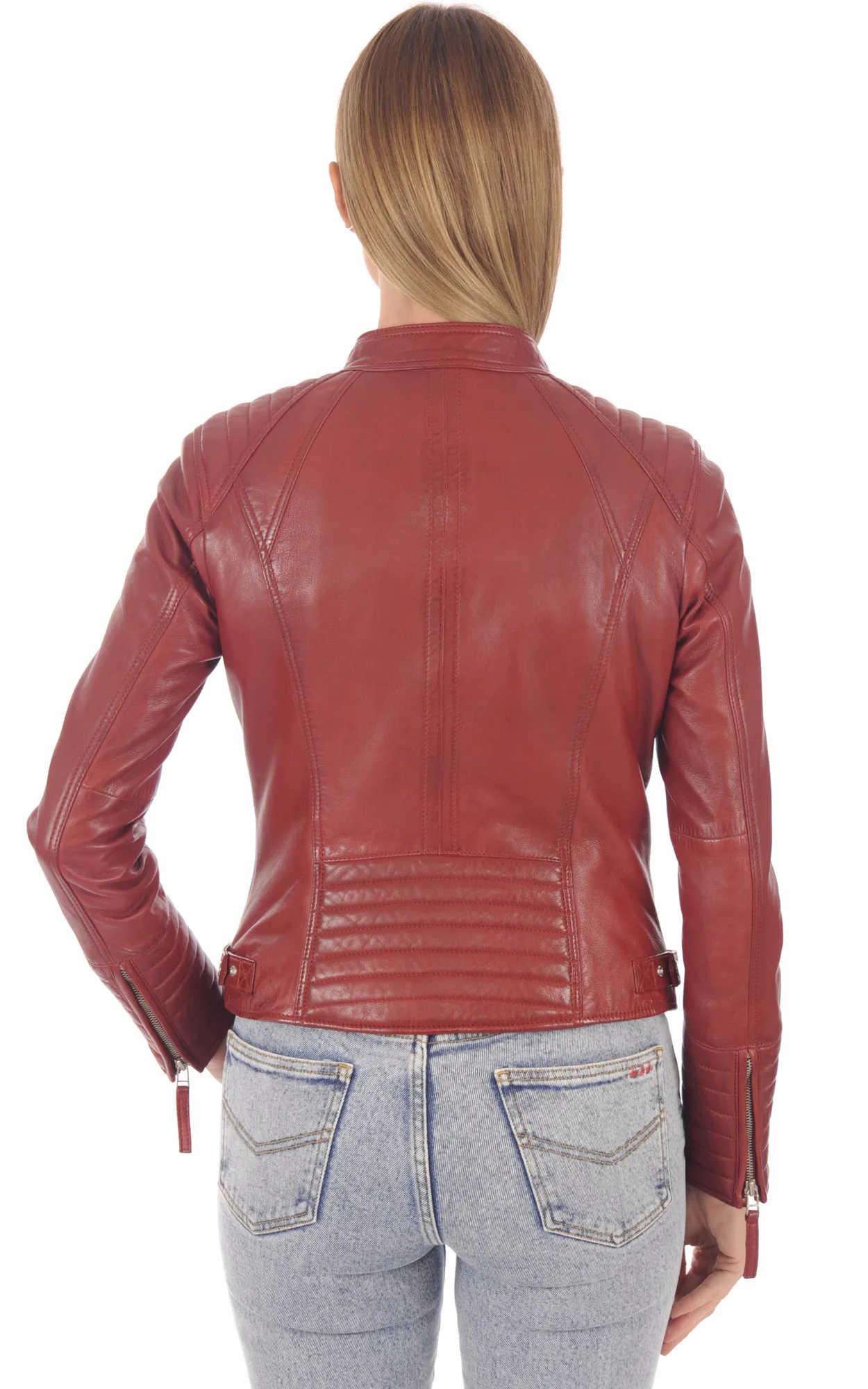 Blouson Motard Louise rouge Serge Pariente - La Canadienne - Blousons Cuir Rouge