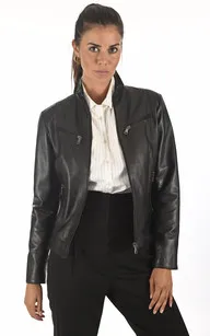 Blouson officier agneau noir La Canadienne - La Canadienne - Blousons Cuir Noir