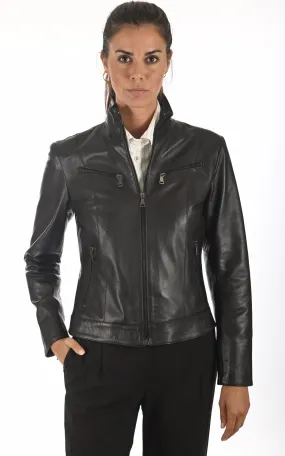 Blouson officier agneau noir La Canadienne - La Canadienne - Blousons Cuir Noir