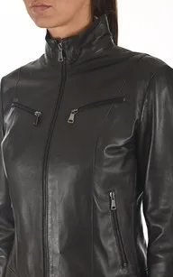 Blouson officier agneau noir La Canadienne - La Canadienne - Blousons Cuir Noir