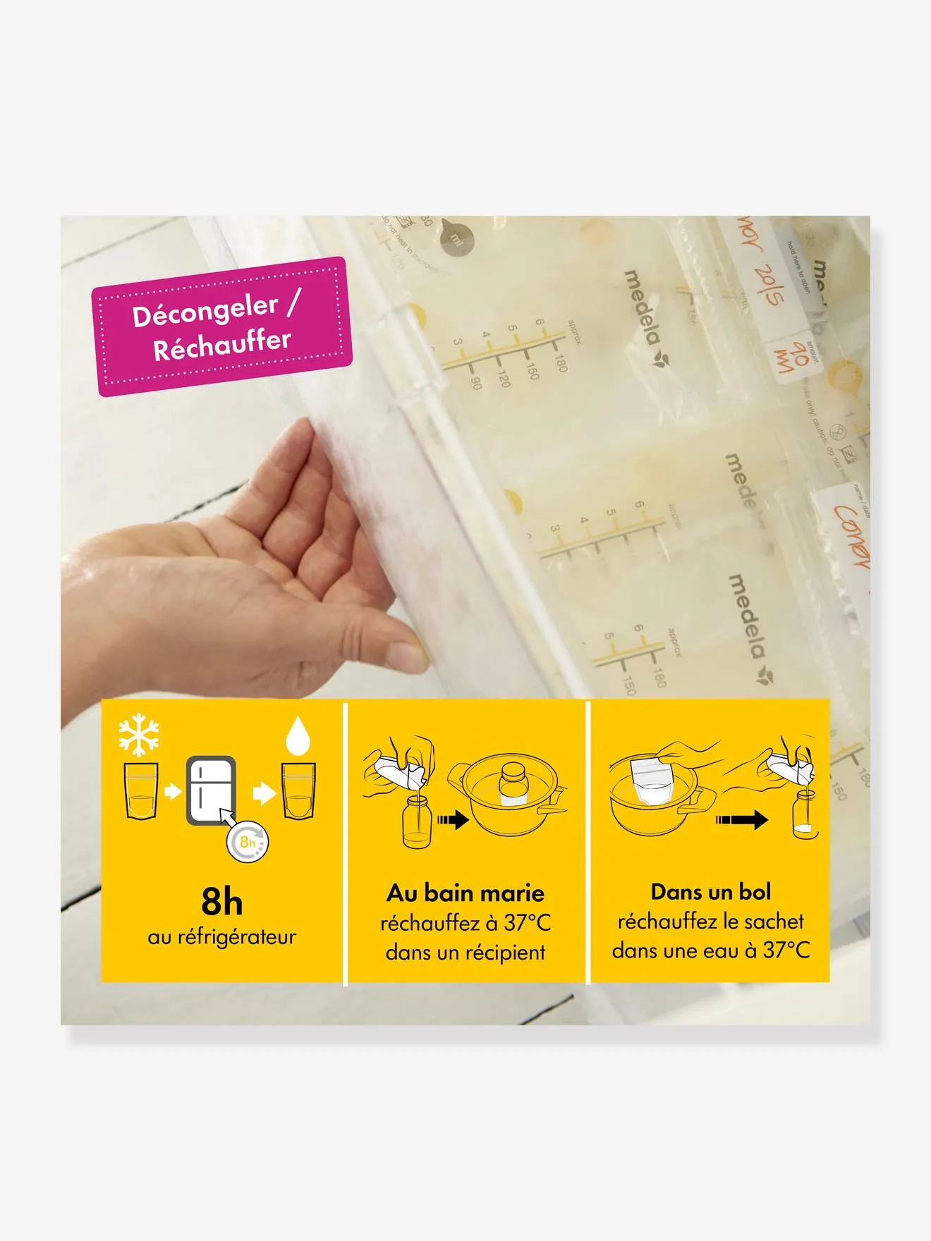 Boîte de 25 sachets de conservation pour lait maternel  Pump & Save MEDELA transparent - Medela
