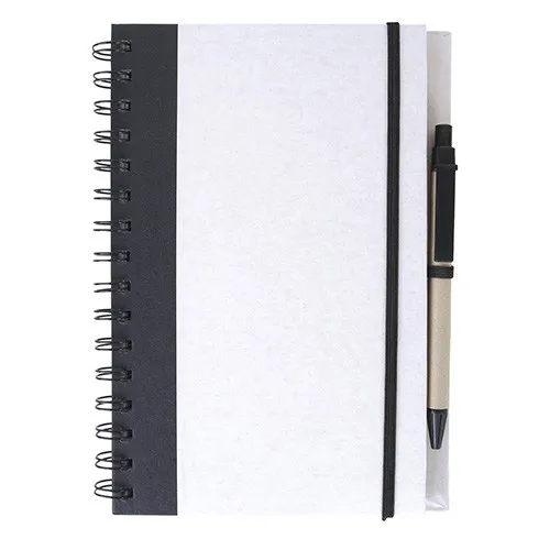Carnet A5 personnalisé + stylo en carton recyclé - Spirale - HORIZON - Vertlapub