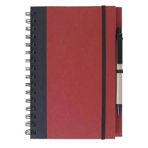 Carnet A5 personnalisé + stylo en carton recyclé - Spirale - HORIZON - Vertlapub