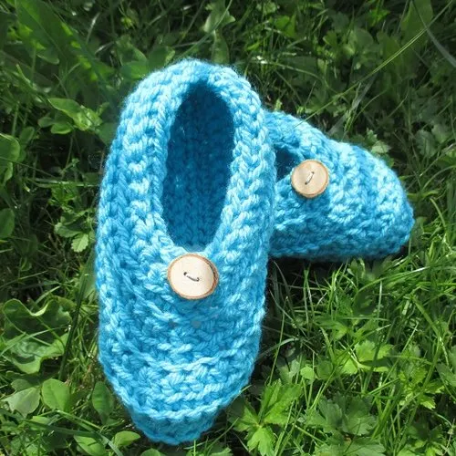 Chaussons bleu turquoise enfant en laine 31/32
