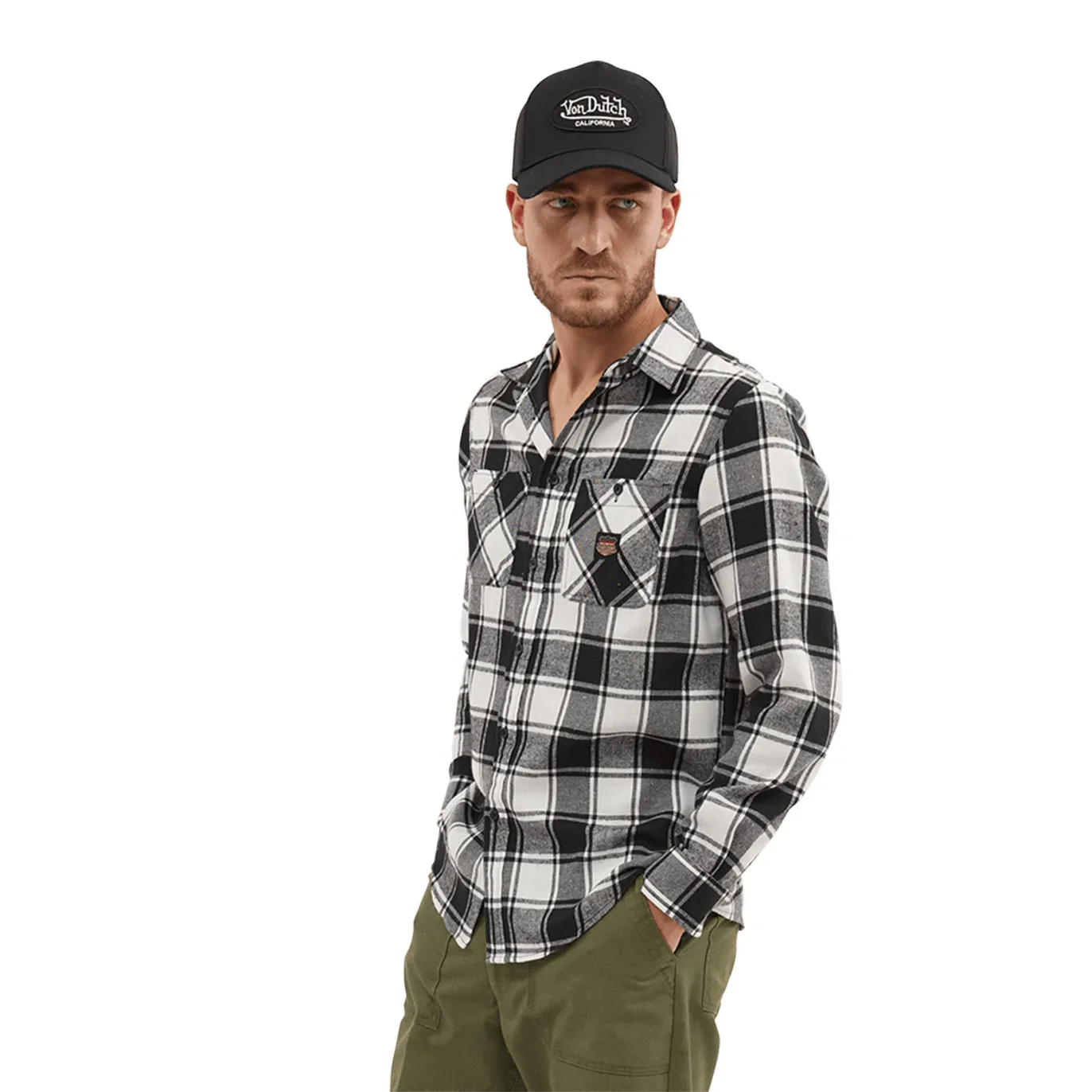 Chemise à Carreaux Droite Manches longues Grise Jack | Homme - Vondutch