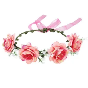 Couronne de Fleurs Cheveux Rose