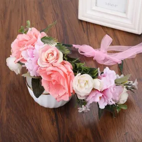 Couronne de Fleurs Mariage Rose