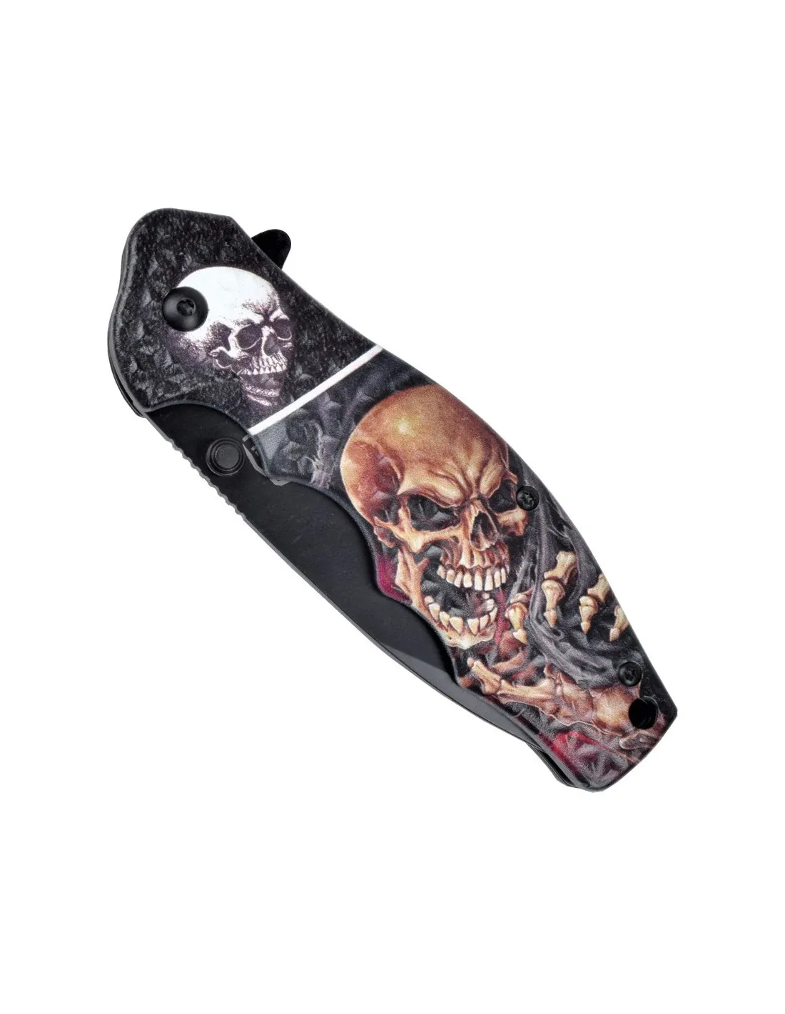 Couteau tactique assisté crânes SCK (longueur 19,8 cm.) ⚔️ Boutique Épées