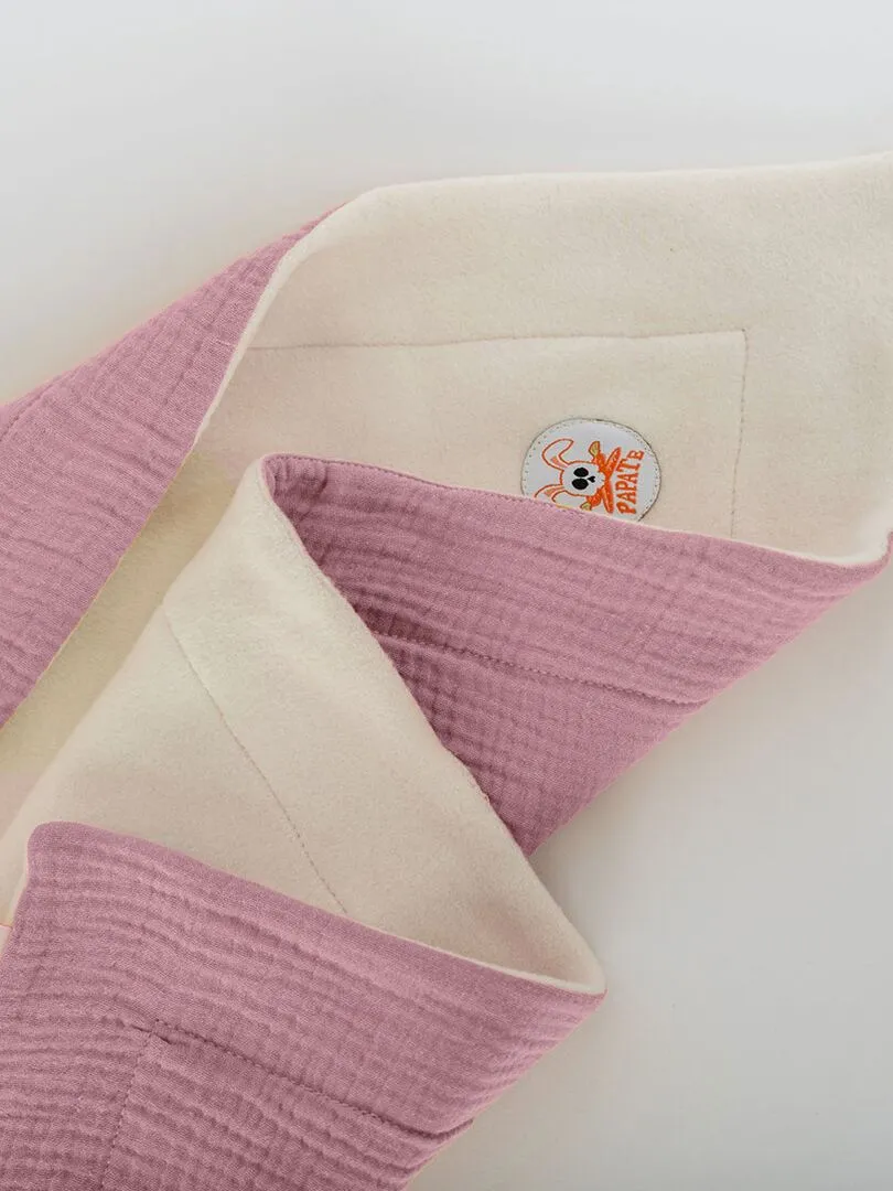 Couverture en Coton Bio Rex Blanc et Rose - Rose