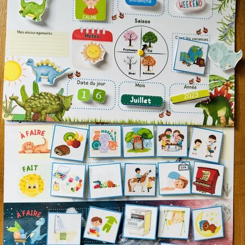 Ma petite routine, fiches cartonnées plastifiées) à 130 magnets dont 70 routines personnalisables/ thème déco personnalisables