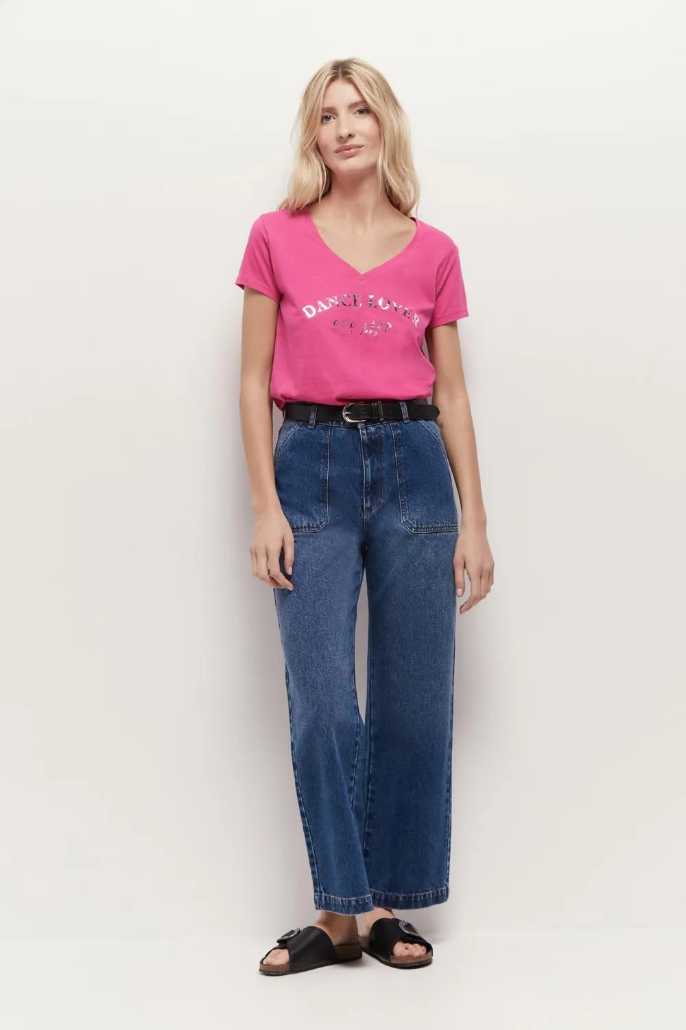 MIRO - T-shirt fuchsia en coton bio à message