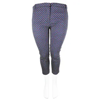 Pantalon 7-8 -ème noir imprimé de couleurs rouge jaune bleu blanc - femme - Kiabi - taille 46