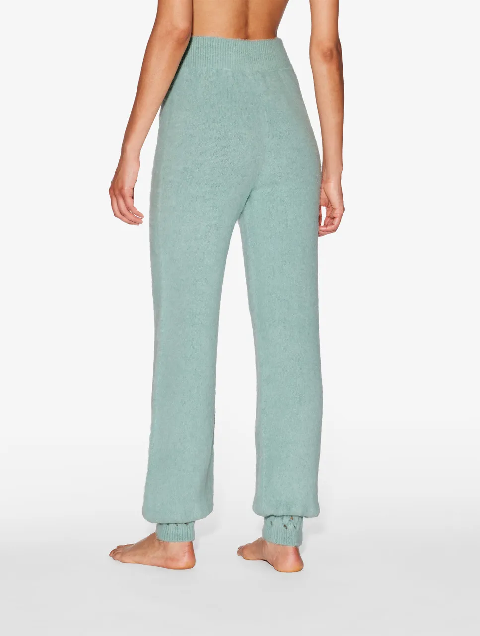 Pantalon en laine d'alpaga mélangée de couleur vert amande