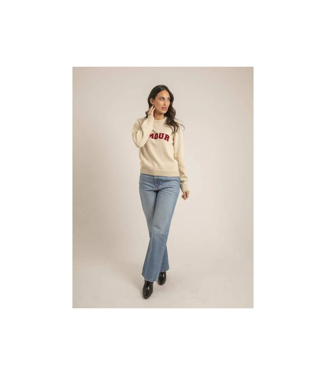 Pull col rond pur coton message KOURI - Dona X Lisa