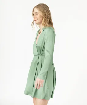 robe a manches longues et col chemisier femme vert robes courtes