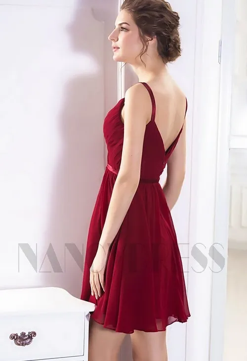 Robe de cocktail bordeaux Mousseline | Nancydress 