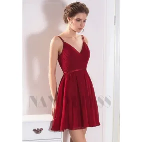 Robe de cocktail bordeaux Mousseline | Nancydress 