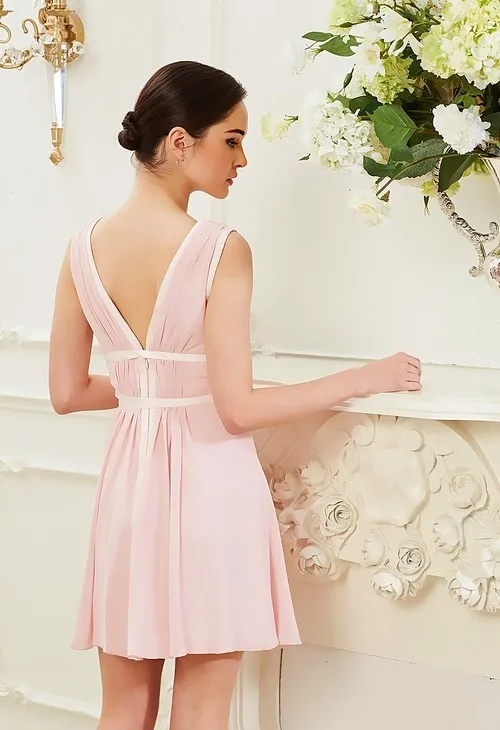 Robe de cocktail rose courte | Nancydress