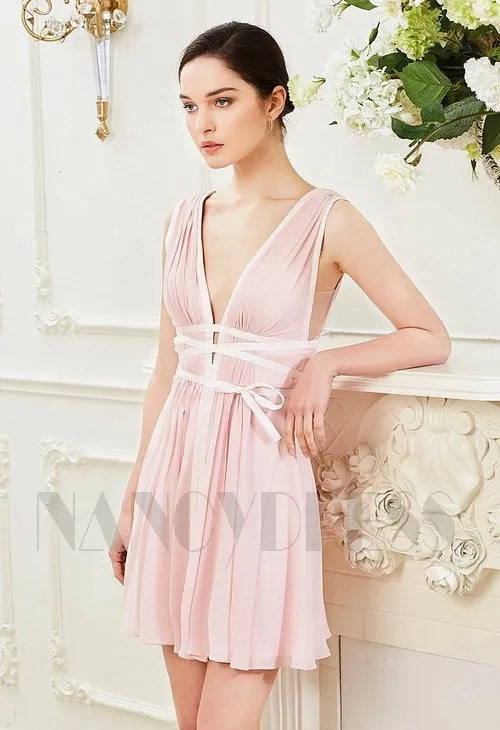 Robe de cocktail rose courte | Nancydress